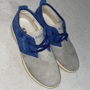 Aureus Men’s Casual Loafers Size 7 M Gray Blue Leather Athleisure Comfort